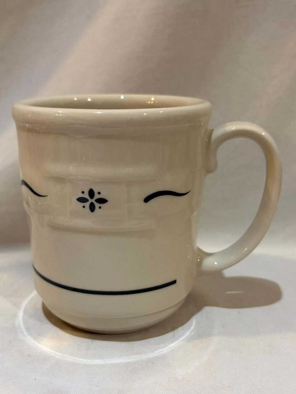 Longaberger Woven Tradition Classic Green Pottery Mugs 12 oz Made in USA